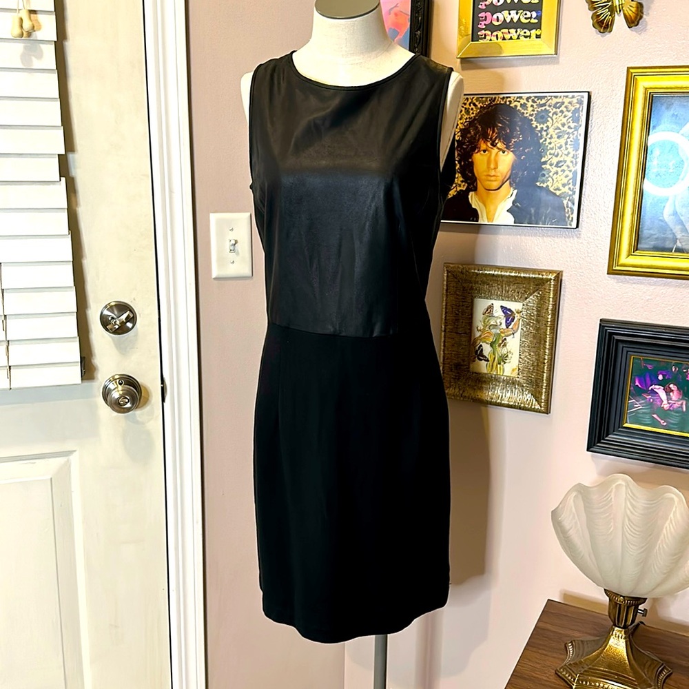 Theory Sleeveless Fitted Mini Dress in Faux Leather